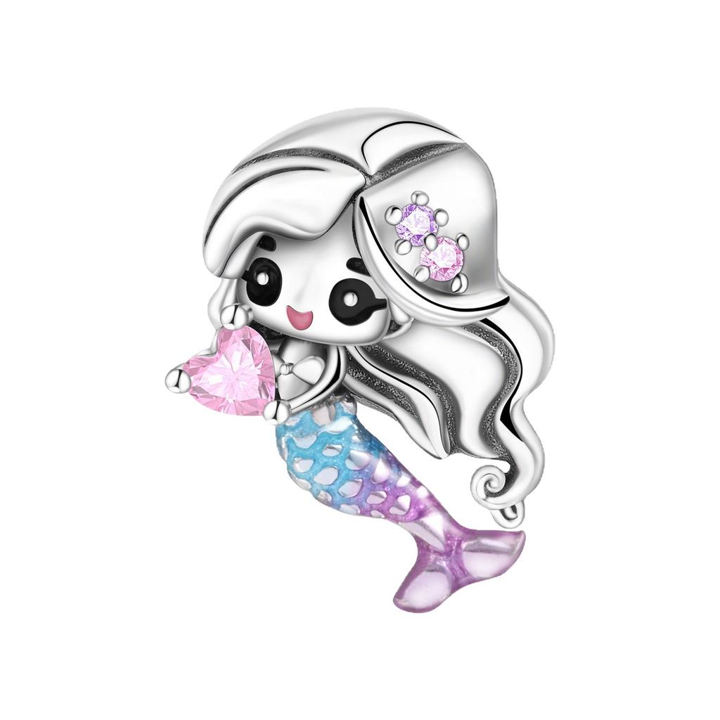 2026 Jewelry Bracelet Accessories Love Mother and Daughter Music Note Fireworks Mermaid Charm Pendant Beads 925 Silver