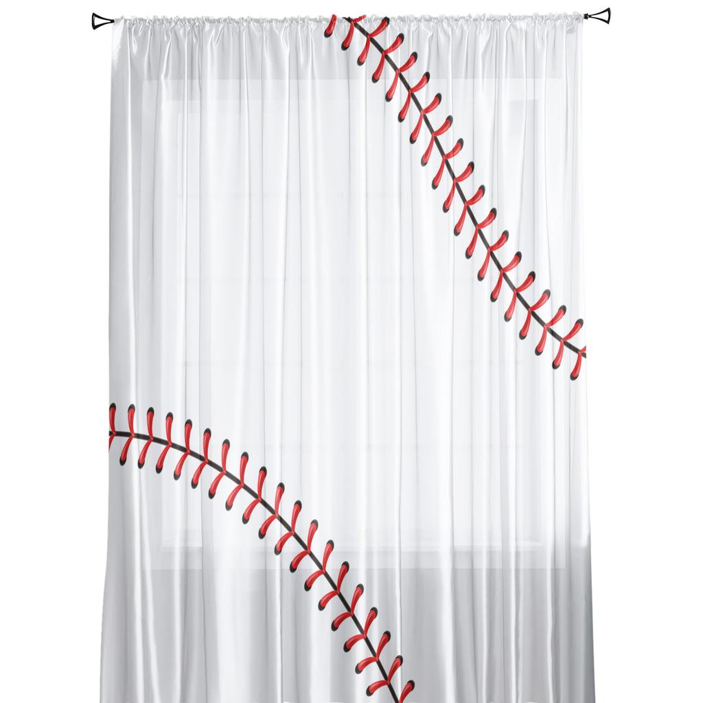 Baseball Sports Red White Window Treatment Tulle Modern Sheer Curtains for Kitchen Living Room the Bedroom Curtains Decoration