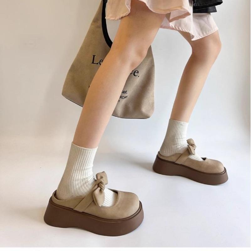 Wear half slippers women's new spring cool slippers bag head bow with skirt thick bottom Mary Jane