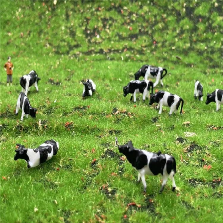 10Pcs Miniature ABS Cow Model 1:87 Scale Tiny Farm Animal Statues Kids Educational Toy For Tabletop Shelf Decoration