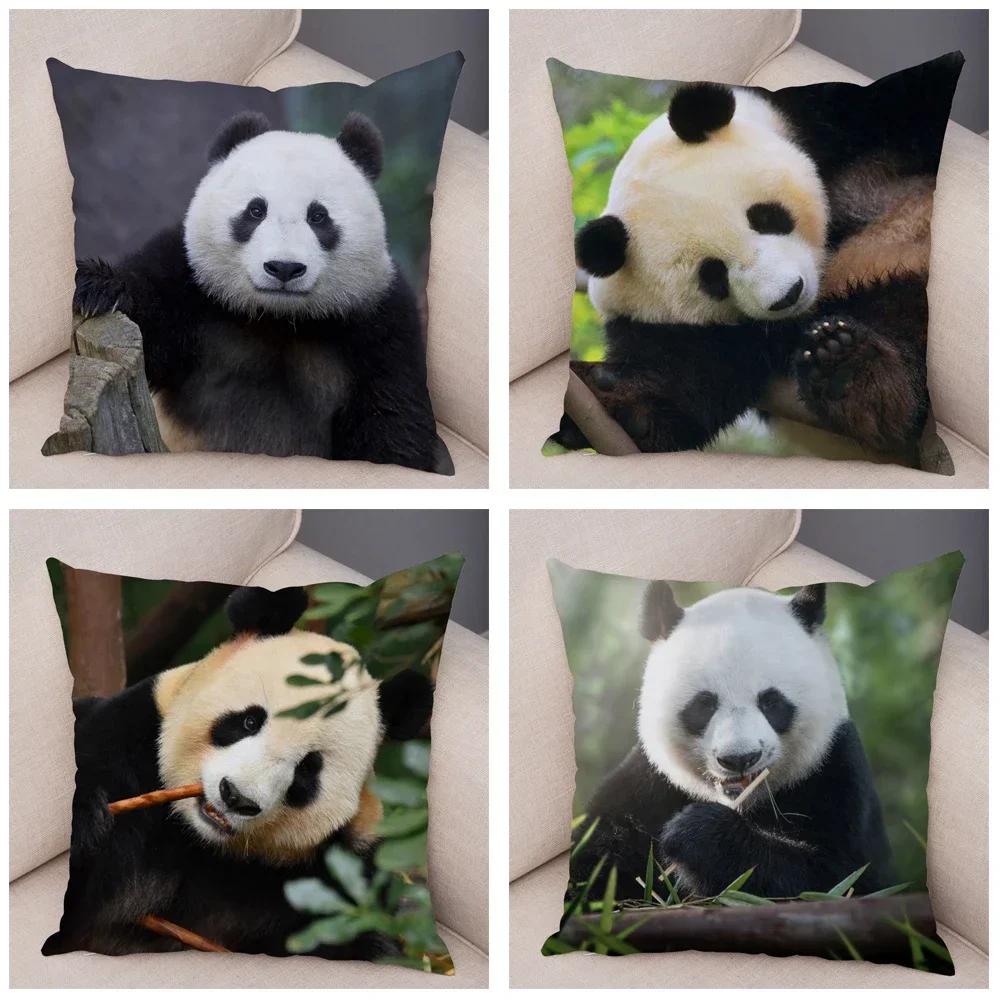 Cute Wild Animal Print Sofa Family Bedroom Living Room Car Pillowcase Cute Panda Pillowcase Decoration