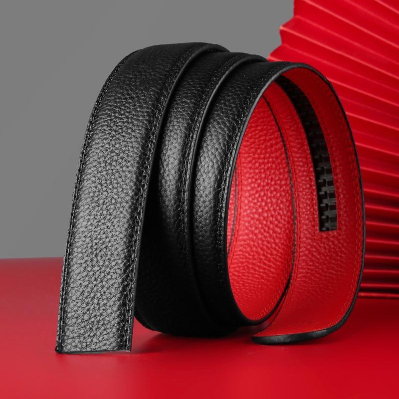 Mei Mary [first layer cowhide] men's stylish belt, festive black and red single belt, waist belt, belt without buckle
