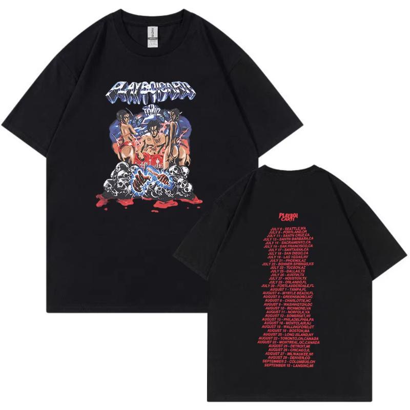 Rapper Playboi Carti Antagonist Tour Tshirt 2023 Concert Fans T Shirt Unisexs Fashion Hip Hop Short Sleeve Oversized Tshirts