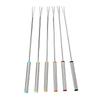 6Pcs Stainless Steel Chocolate Fork Cheese Pot Hot Forks Fruit Dessert Fork Butter Knife Fondue Fusion Skewer Kitchen Tool