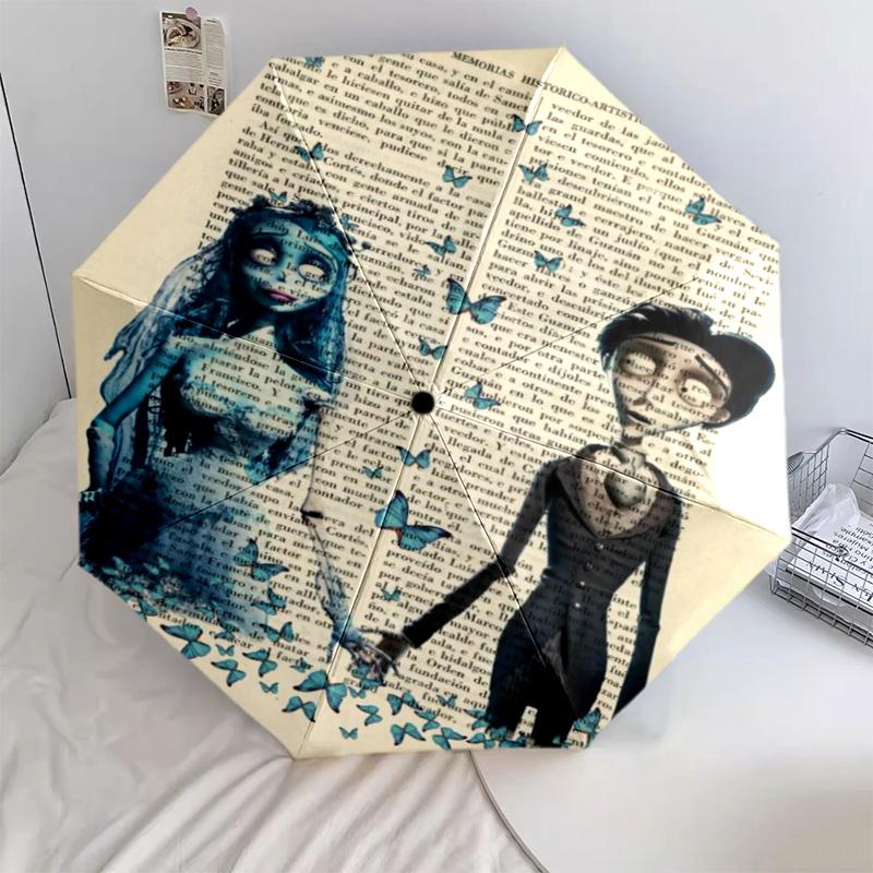 1 PC Automatic Folding Umbrella -Corpse Bride Pattern, Portable & Foldable Design with 8 Ribs, Christmas Birthday Gifts