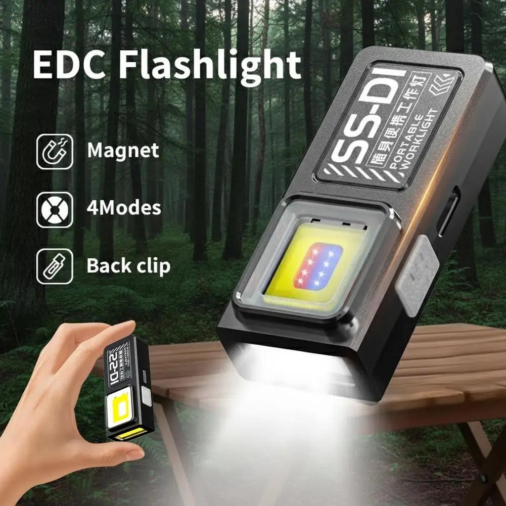 1/2Pcs Mini COB LED Flashlight Rechargeable Powerful Work Light with Clip Magnet Waterproof Camping Walking Pocket Lamp Portable Lights