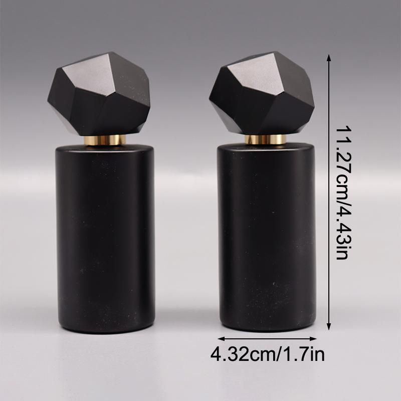 50Ml Black Gold Polyhedral Cover Refillable Thick Glass Spray Perfume Bottle Empty Atomizer Bottle Makeup Cosmetic Container