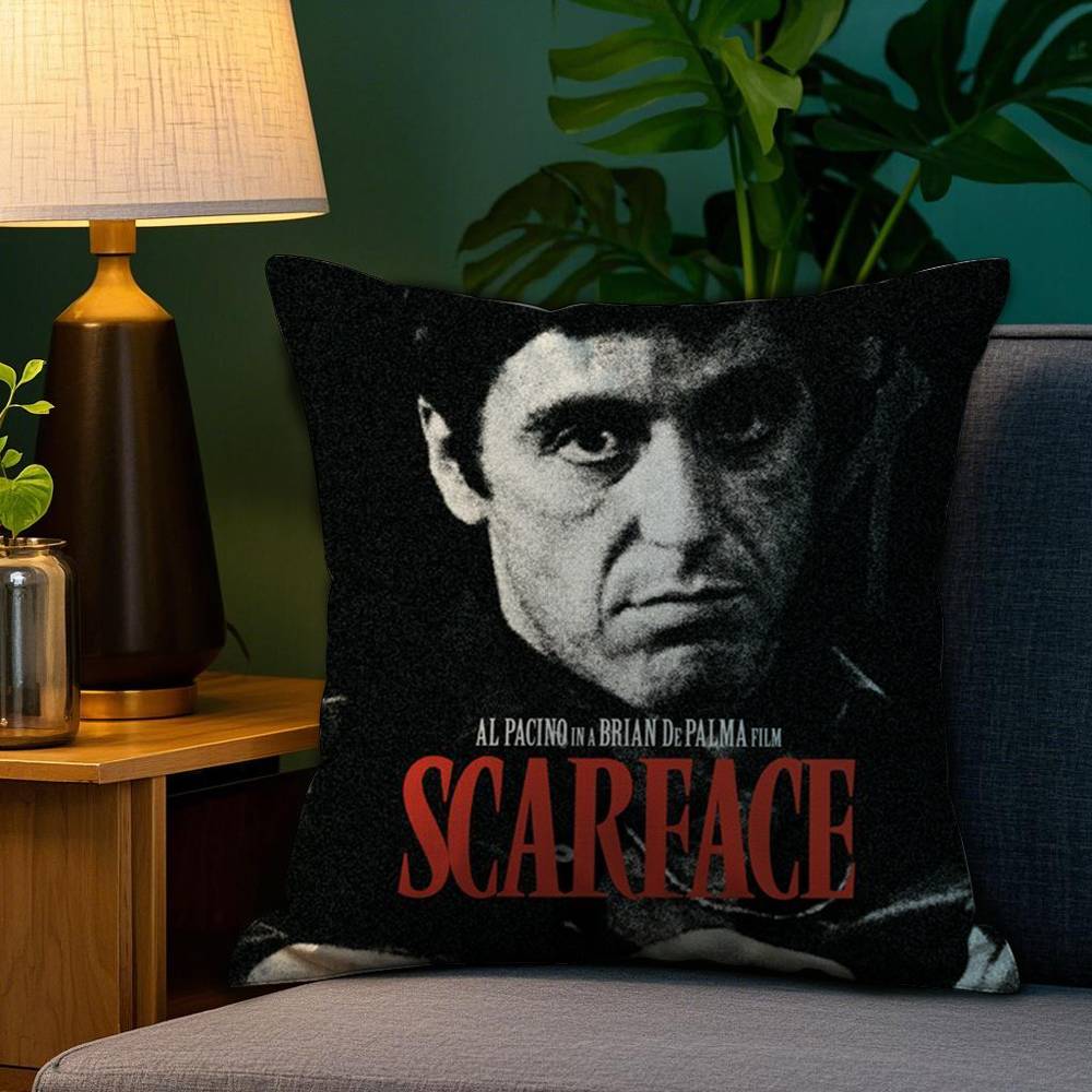 Classic S-Scarface Movie Pillow Case Plush Fabric Soft Double Sided Print Sofa Cushion Cover Throw Pillow Covers
