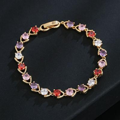 Women's Bracelet Colorful Zircon Purple Round Heart Fashion Jewelry Micro Set Zircon Bracelet Women's Bracelet