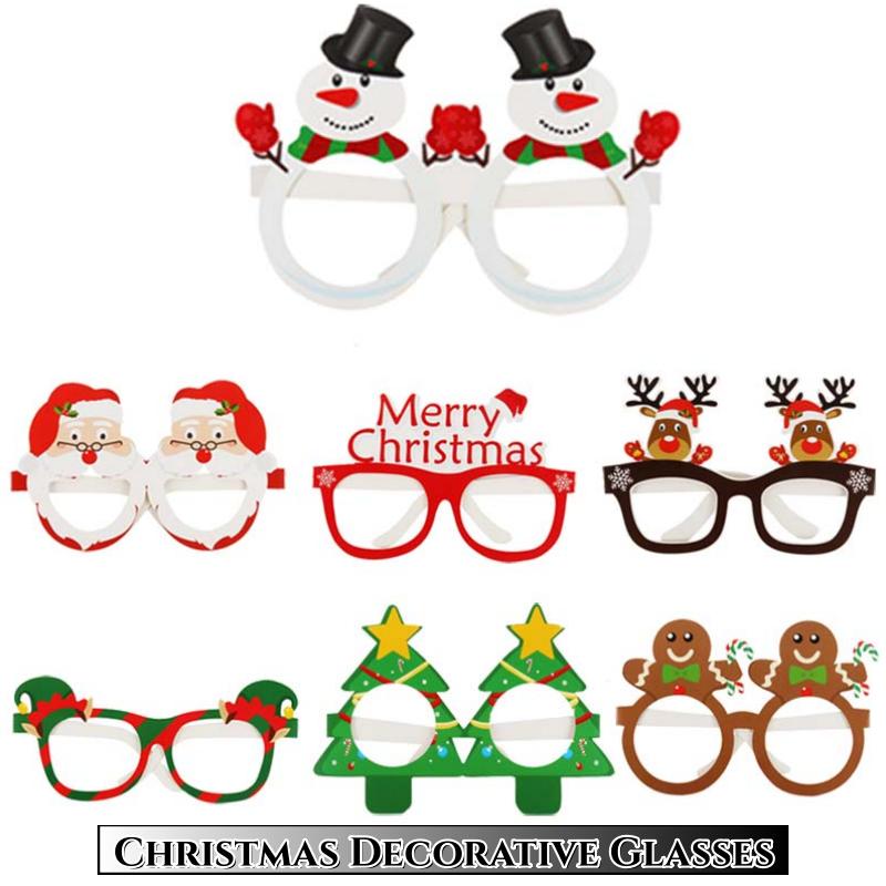 New 9Pcs/Set Cute Funny Paper Glasses Christmas Children'S Party Photography Props Claus Snowman Tree Unisex Eyeglasses