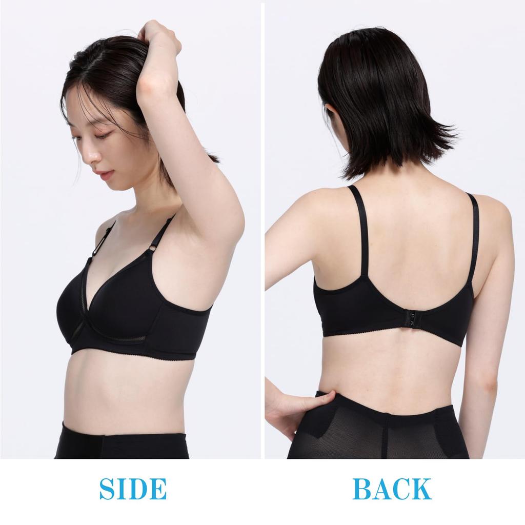 Lucien Wireless Cross Molded Black Women's Bra, Mesh, Breathable, Comfortable, Cup,