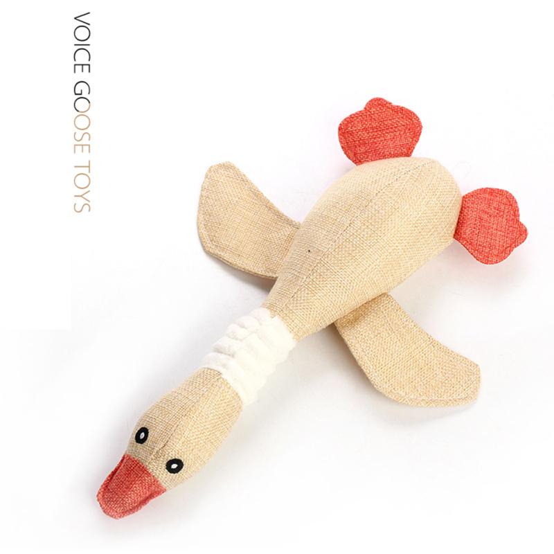

Dog Squeak Toy Linen Goose Sounds Toy Molar Bite Resistant Animal Plush Toy Pet Dog Toys Accessories бежевий