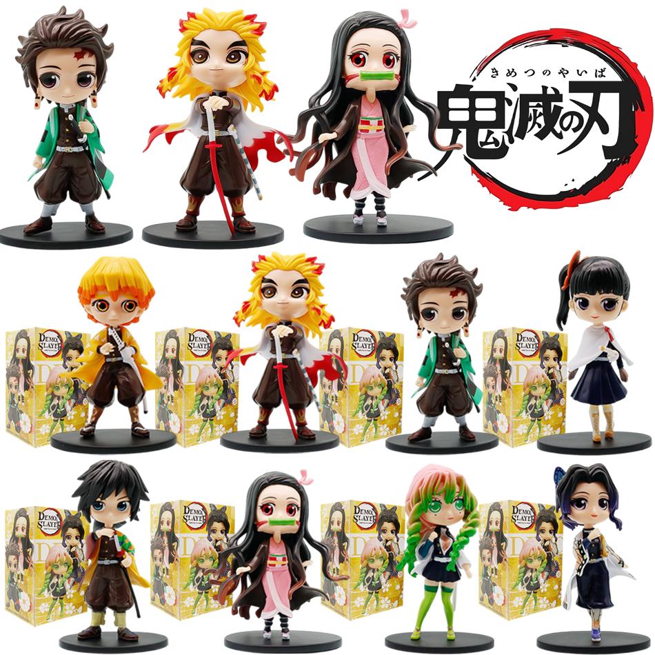Model Creative 1-8pcs Demon Slayer Tanjiro Kamado Nezuko anime cartoon figure personalized statue ornament surprise box Gift