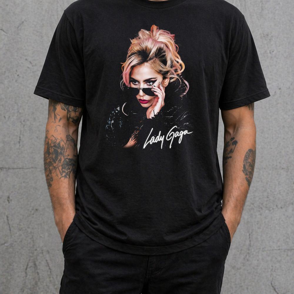 Lady Gaga T Shirt Portrait Pop Icon Graphic Tee Adults Kids Black Gift 2XL