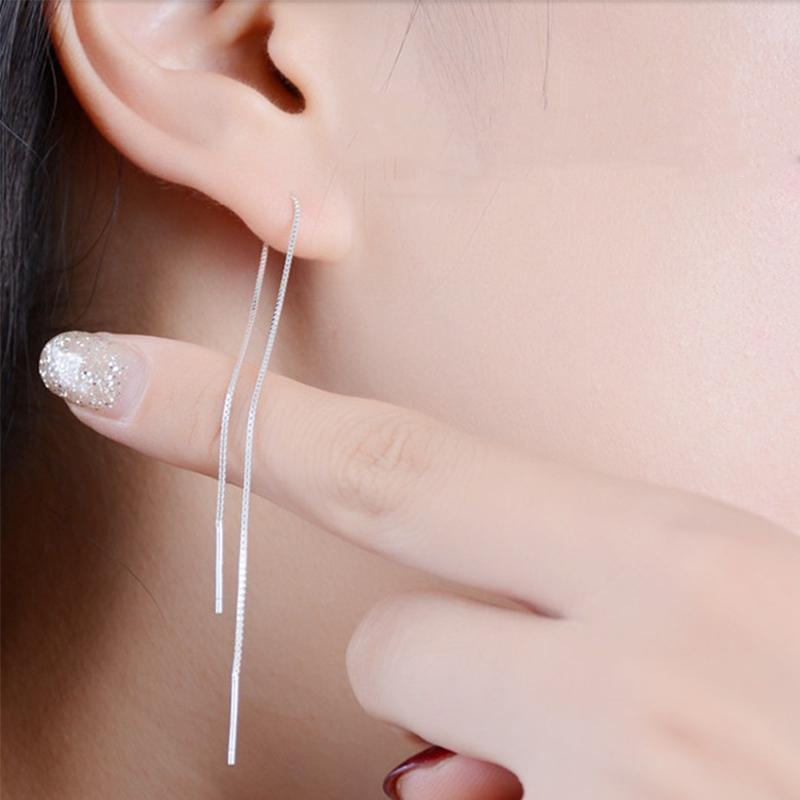 Korean Geometric Long Tassel Drop Earring For Women Box Chain Ear Line Earrings Girl Jewelry Brincos
