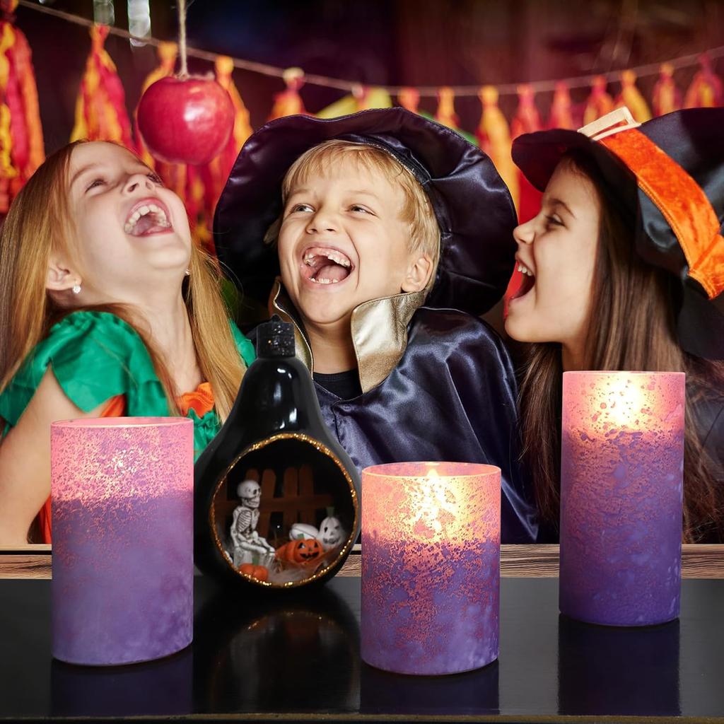 ANGELLOONG Glass Battery Operated Candles with Remote, Flameless Candles with Flickering Flame, Pillar LED Electric Timer Candle for Home Decor,