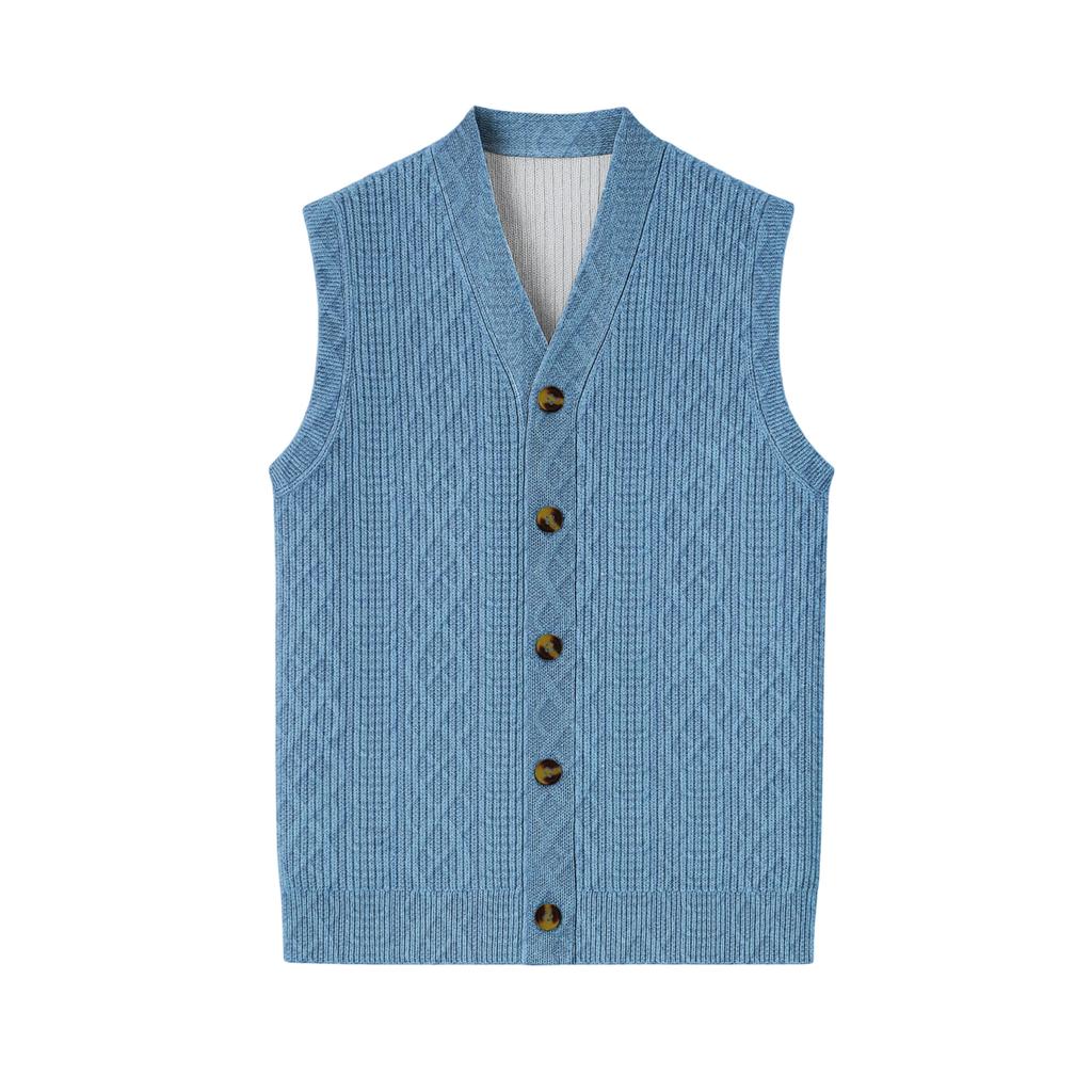 Men's V-Neck Sleeveless Knit Cardigan Vest