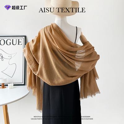 Summer Versatile Cotton and Linen Scarf Shawl Lengthened Solid Color Yarn Shawl Sunscreen Shawl Simple Scarf Silk Scarf Women