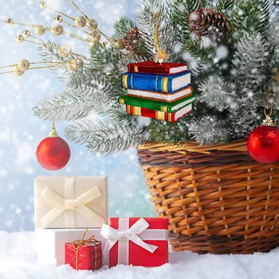 Ornamento Pila di Libri Multicolore Decorazione da Appendere per Albero di Natale da Libreria Ciondolo Acrilico per Decorazioni per la Casa Vacanze