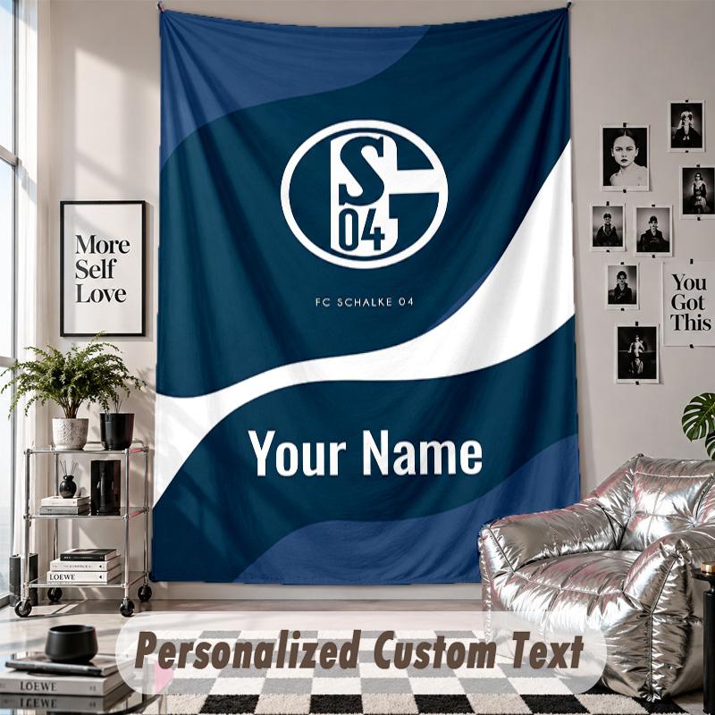 Wall Hanging Tapestry With Custom Name & Text, Schalke 04 FC Decorative Tapestry For Bedroom