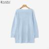 ZANZEA Women Scoop Neck Long Sleeve Knitted Casual Loose Sweaters Jumpers