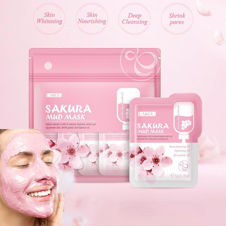 Sakura Mask Mud Refreshing Deep Cleansing Whitening Pore Shrinking Mask Facial Skin Care Products