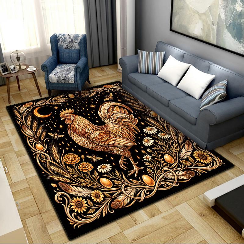 Butterfly Chicken Vintage Art Carpet Rug for Living Room Bedroom Home Sofa Decoration, Kids Play Non-slip Floor Mat