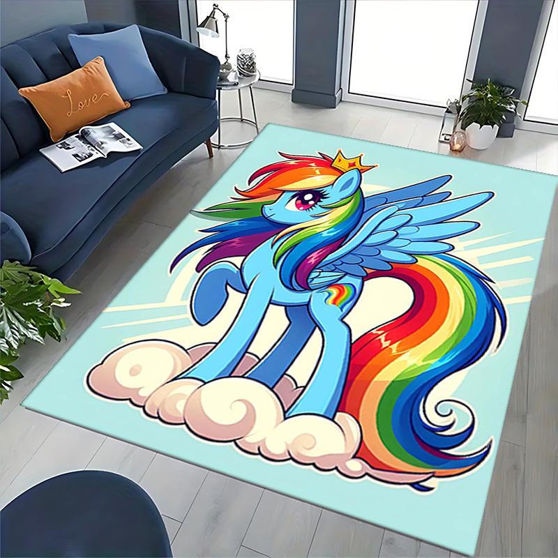 1pc Rainbow Dash Office Chair Mat - Anime Cartoon Design, Non-Slip Carpet for Home Decor, Suitable for All Seasons, Perfect Gift for Fans.H051
