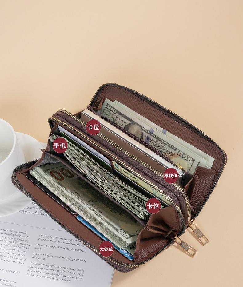 Fashion Women Wallet Faux Leather Double Zipper Large Capacity Clutch Pure Card Holder Wallet