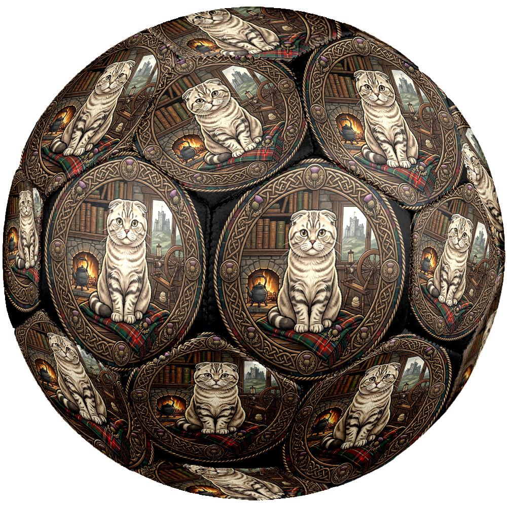 Scottish Cat Cottage Round Football Size 5 Adult Ball Suitable for Training Matches and Outdoor Team.