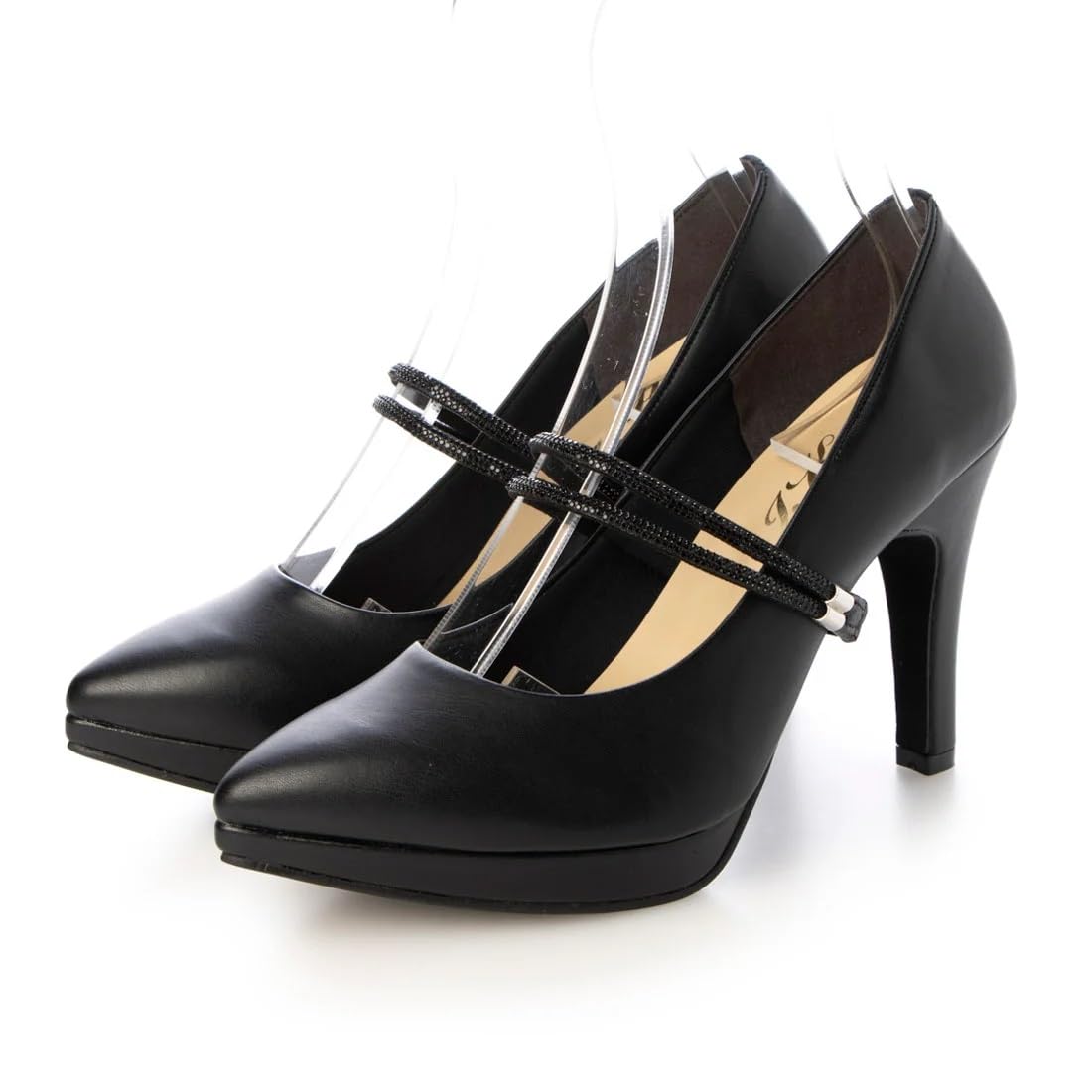 

IK Plus Women s Pointed Toe Strap Pumps, Size 7904, Black Smooth, 22.5 cm, 2E