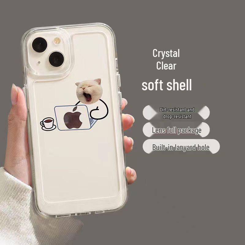 Cat & Dog Art iPhone Case: Compatible with Apple 13 Pro Max/14 Pro, Transparent Design