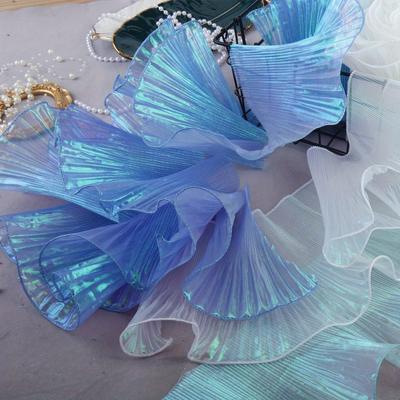 1pc 14cm*2m/5.51*78.74inch Magic Mermaid Style Ruffle&Lace Decor Neckline Sleeve Edge Fabric Decoration