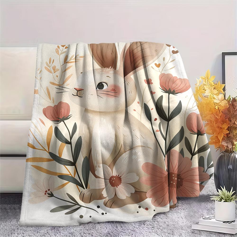 1Pc Cartoon Print Flannel Blanket, High Quality Comfortable for All Seasons, Home Decor, Warmth and Comfort, Perfect for Christmas Birthday Gift
