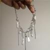 Irregular Pearl Pendant Silver Color Tassel Chain Thick Chunky Necklace For Women Charm Personalized Neck Jewelry Accessories