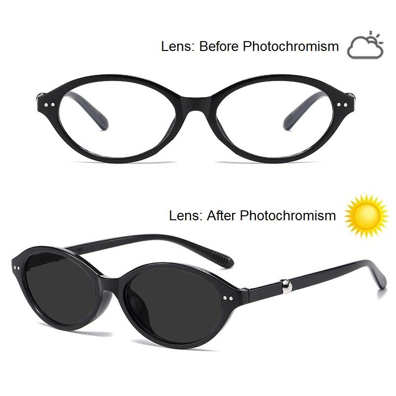 

Photochromic Day Night Sunglasses Blue Light Blocking Glasses for Women and Men Retro Oval Clear Glasses Frame Photochromic Lens as shown чорний