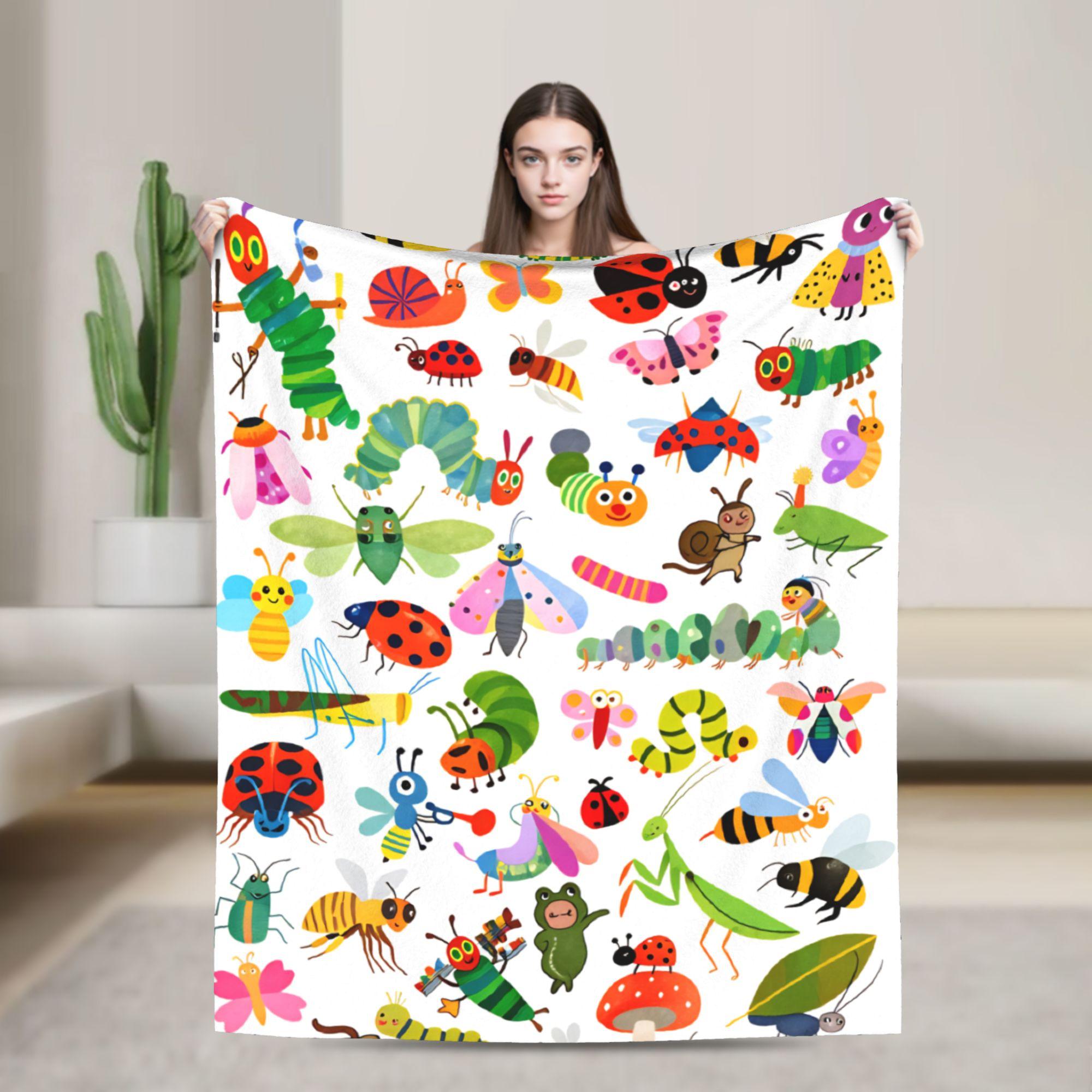 

The Very Hungry For Caterpillar Warm Blankets Students Plush Throw Blanket Pattern Living Room Flannel Bedspread Sofa Bed Cover 75x90cm