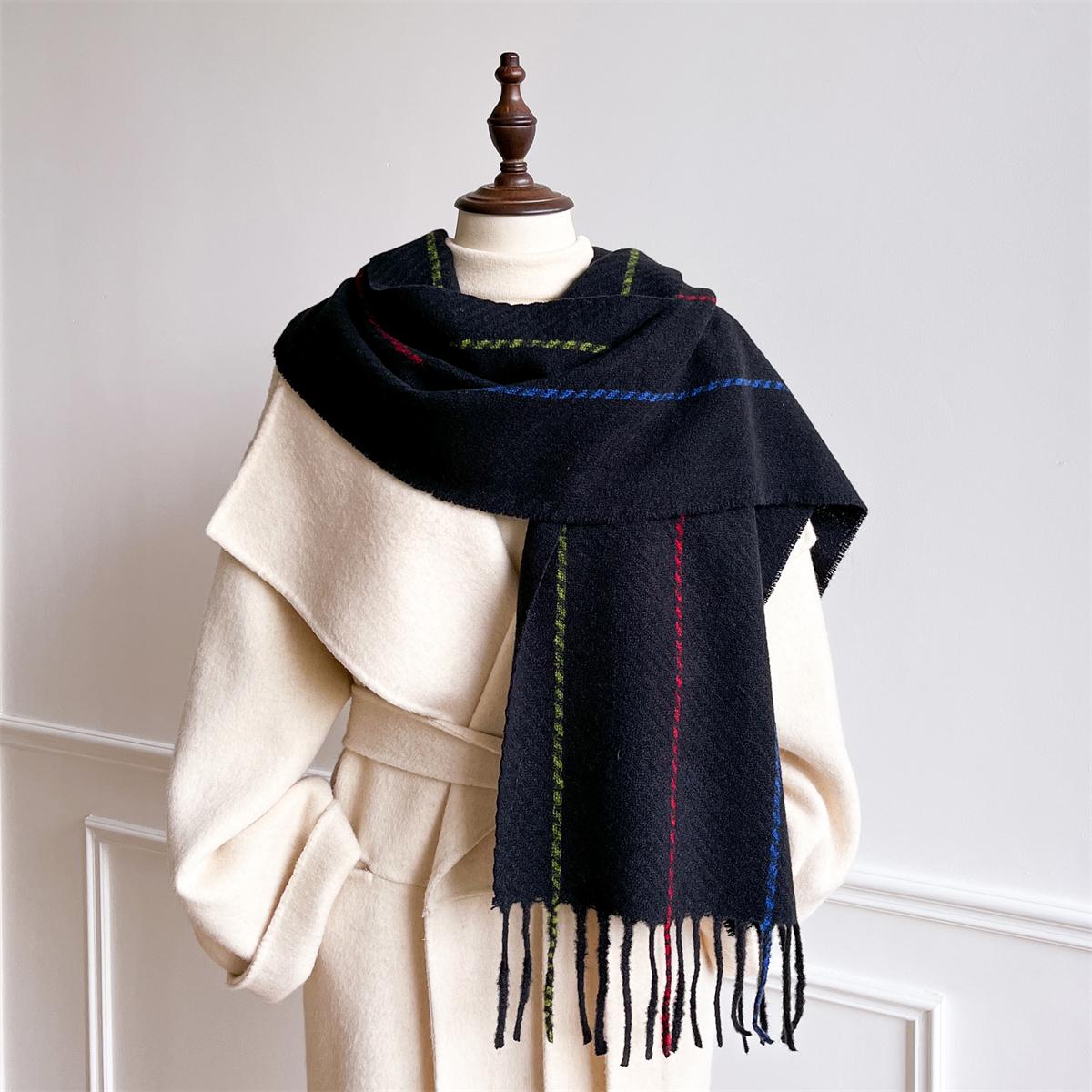 

Женский зимний кашемировый шарф в полоску, пашмина, роскошный брендовый платок, шаль, накидка, буфанда, хиджаб, дорожный палантин, эшарп, теплое одеяло