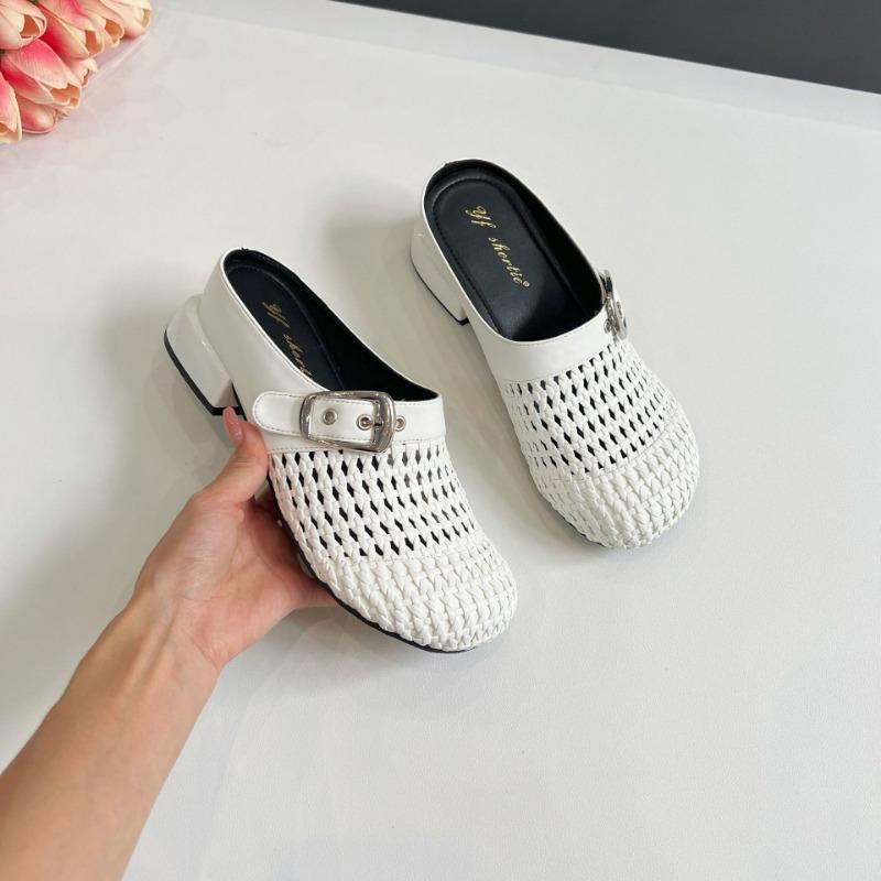 Sheepskin version~ inner height increase women's shoes woven hollow thick heel shoes summer new models not tired feet cool slippers