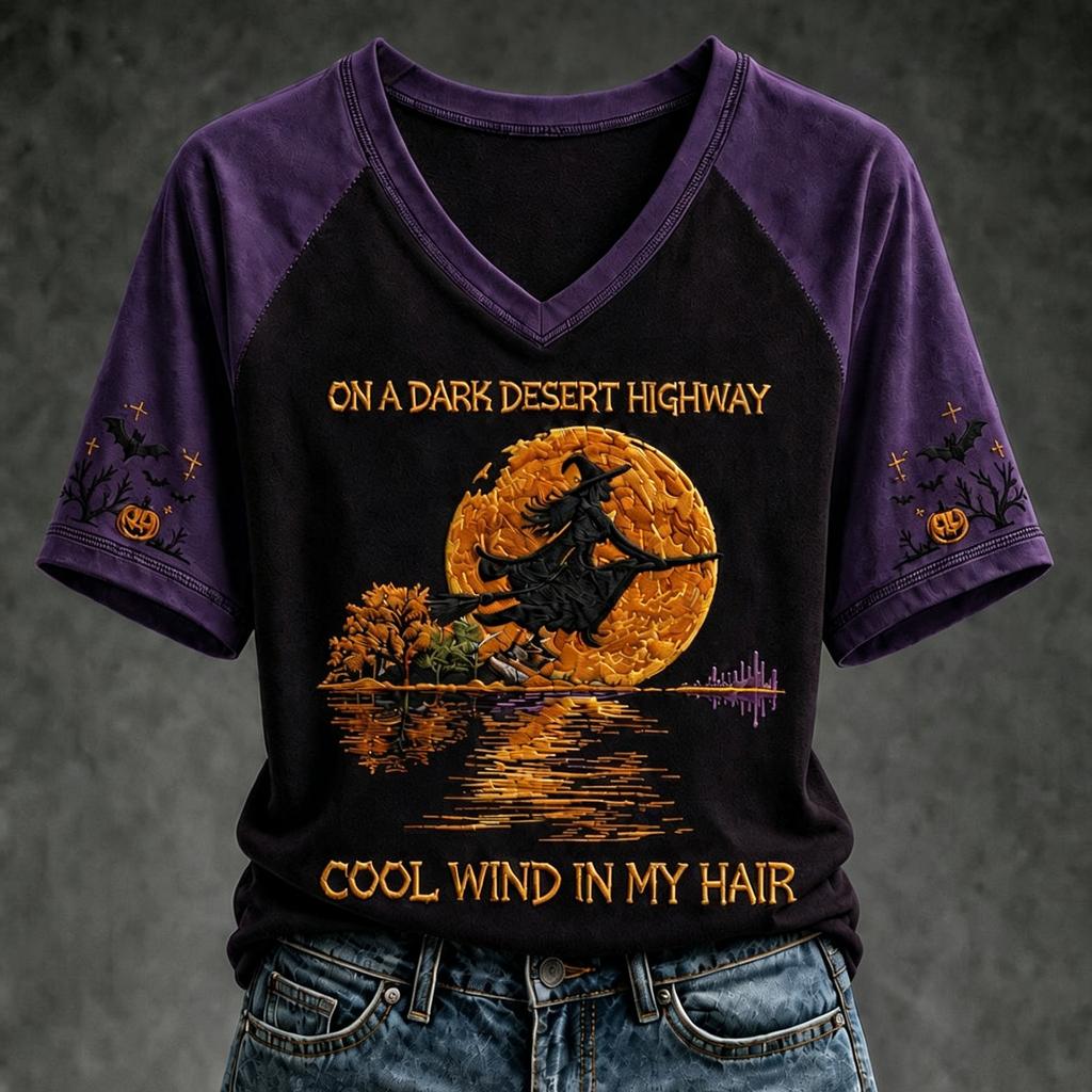 Women's Fashion Casual Halloween Print T-Shirt Neck Pullover Top for Fall Outfits
