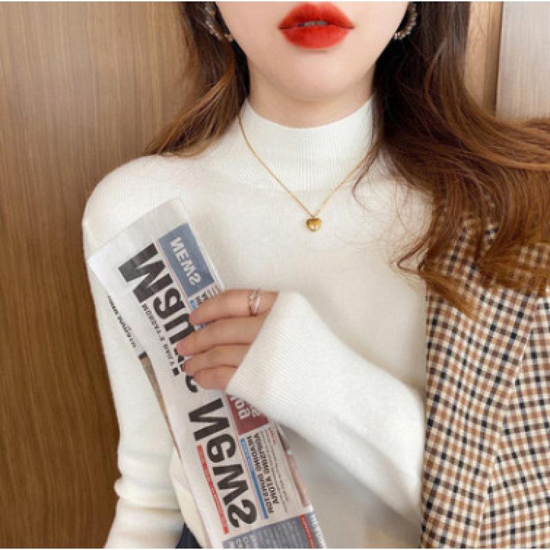 2025 Slim Fit Soft Girl Half-High Neck Sweater – Autumn/Winter Women s Base Layer One Size
