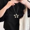 European and American exaggerated silver flower pendant necklace female long style in style personality collarbone chain accessories