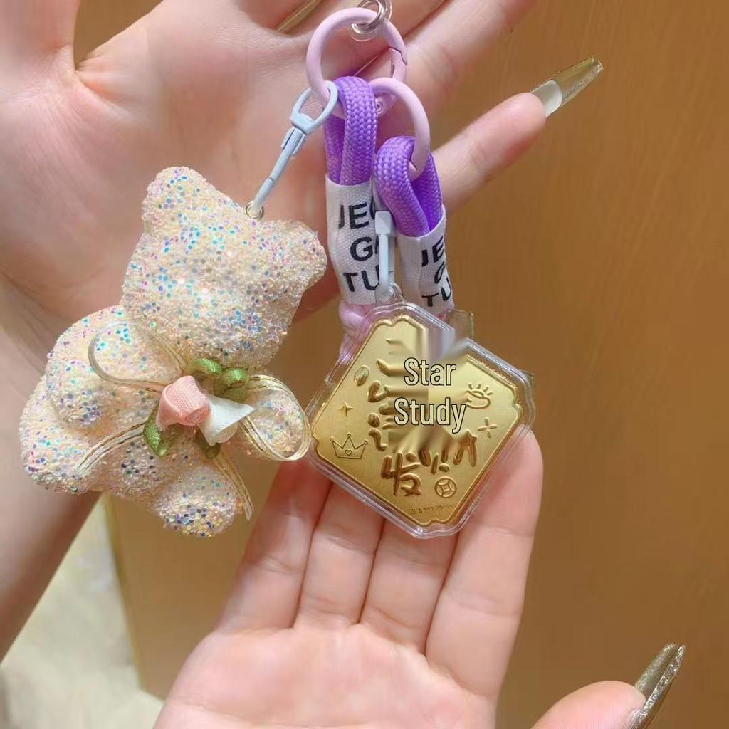 Shuibei 999 Reingold Gott des Reichtums Bärenanhänger Schlüsselanhänger - Reichtum anziehendes Geschenk