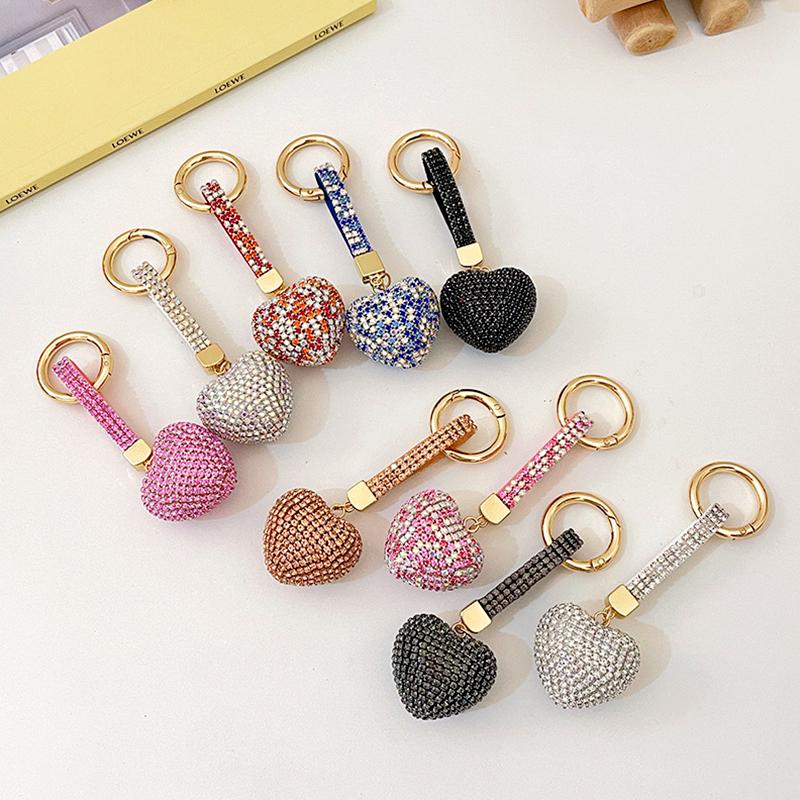 1Pc Handbag Pendant Valentine's Day Metal Ins Style Rhinestone Crystal Gift Keychain Car Key Pendant Heart-shaped Key Ring