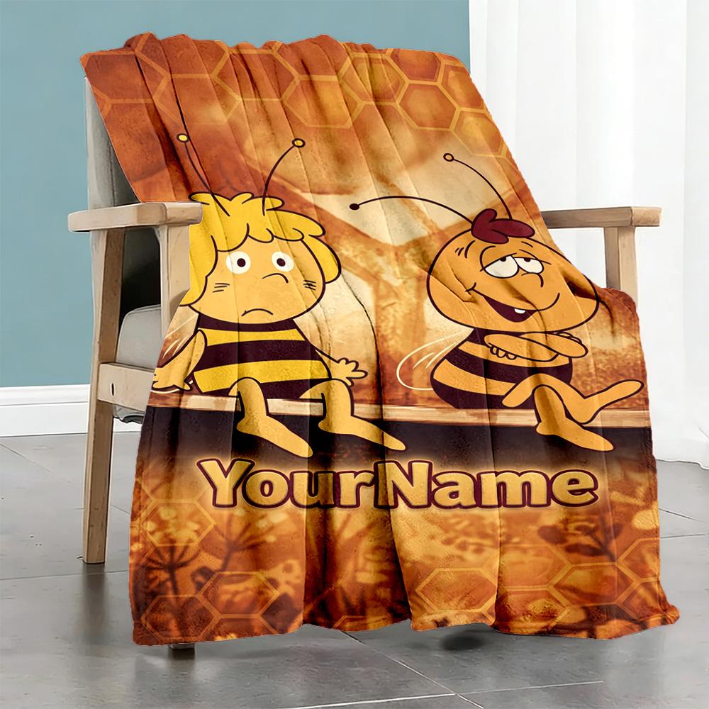 Biene Maja Personalisierbare Decke Gemütliche Personalisierbare Decke Weich Warm Gemütlich Großartig für Heimdekoration Bettwäsche Picknicks Wohnzimmer für Alle Anlässe