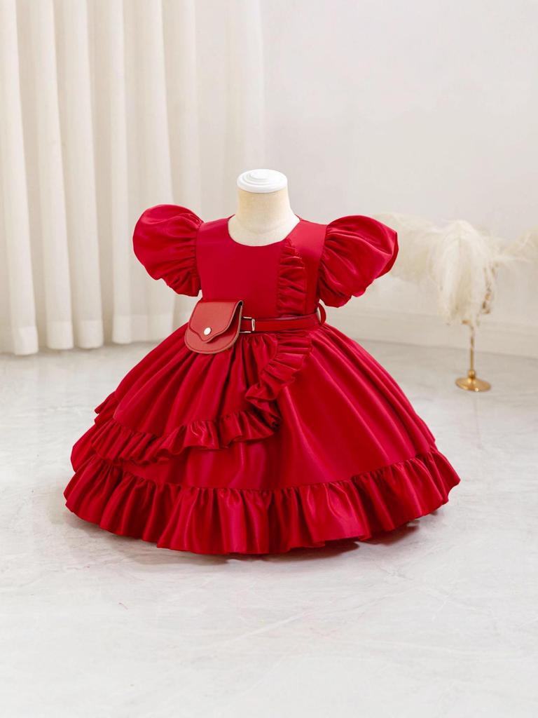 Stylish Princess Dress for Girls - Christmas & Birthday Satin Gown