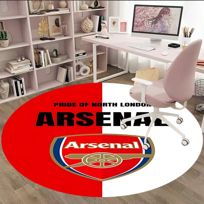 1pc A-Arsenal Carpet, Round Rug, Comfortable, Suitable for Entryways, Living Rooms, Office, And Bedrooms, Christmas Decoration