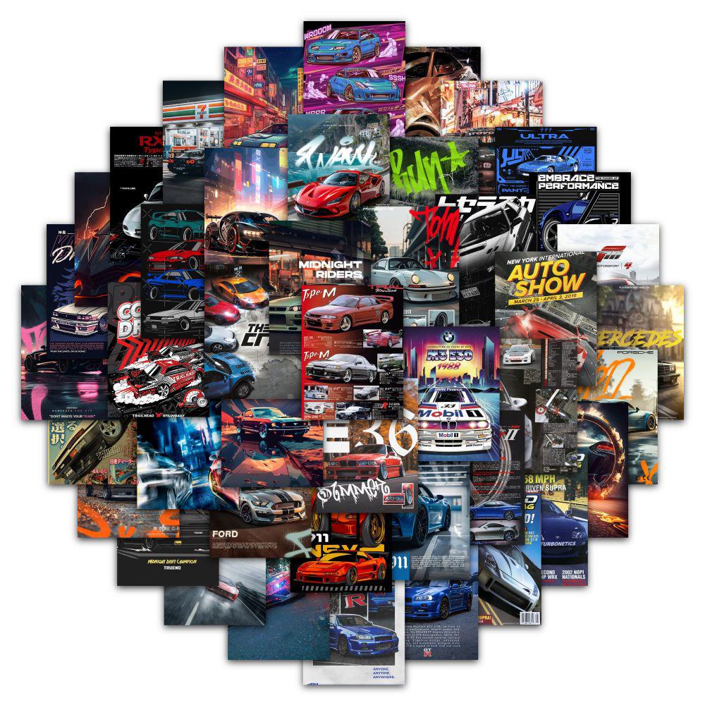 63 Cool Graffiti Car Stickers: Sports, Racing Cars & More - Waterproof for Helmets & Journals