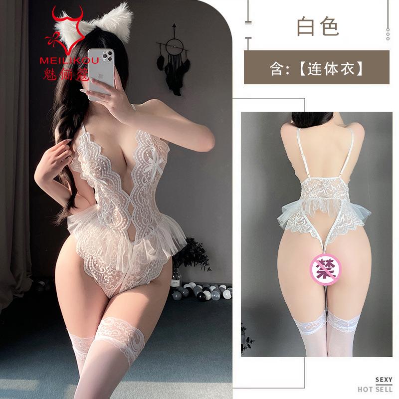 Charm Li French sexy pajamas women's pure desire style onesie sweet lace transparent new suspender nightdress