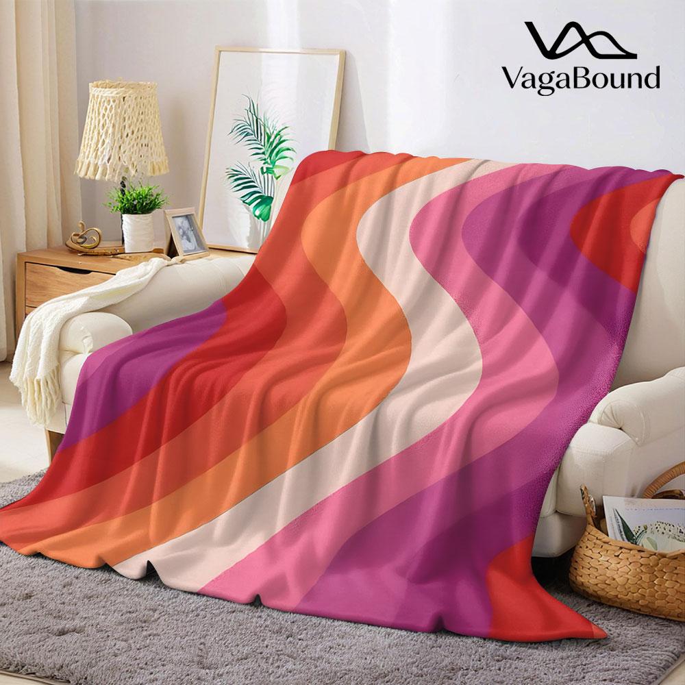 Retro Wave Flannel Blanket Warm Soft Halloween Christmas Decorative Couch Warm Cozy All-Season Gift